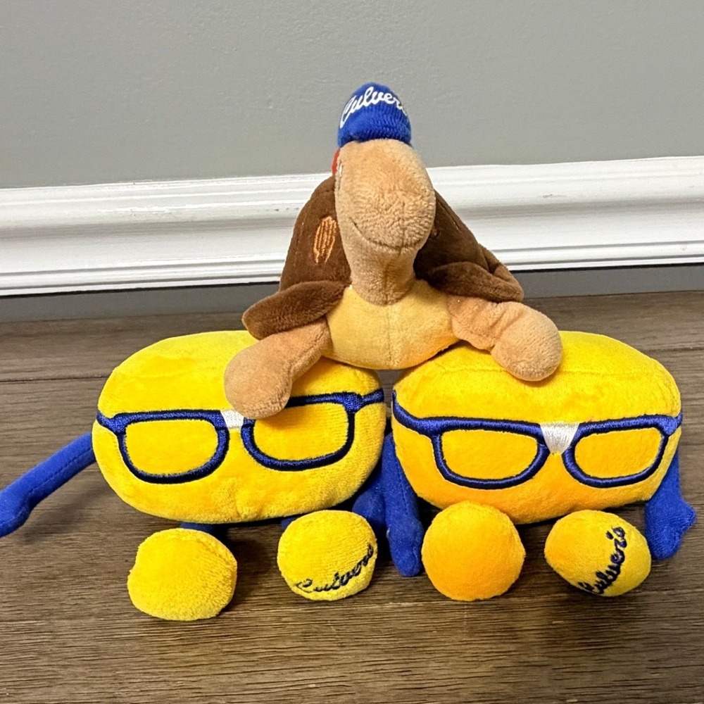 Culvers Plush Toy Set Curdis Cheese Curds and Sundae Turtle 3 Piece Lot